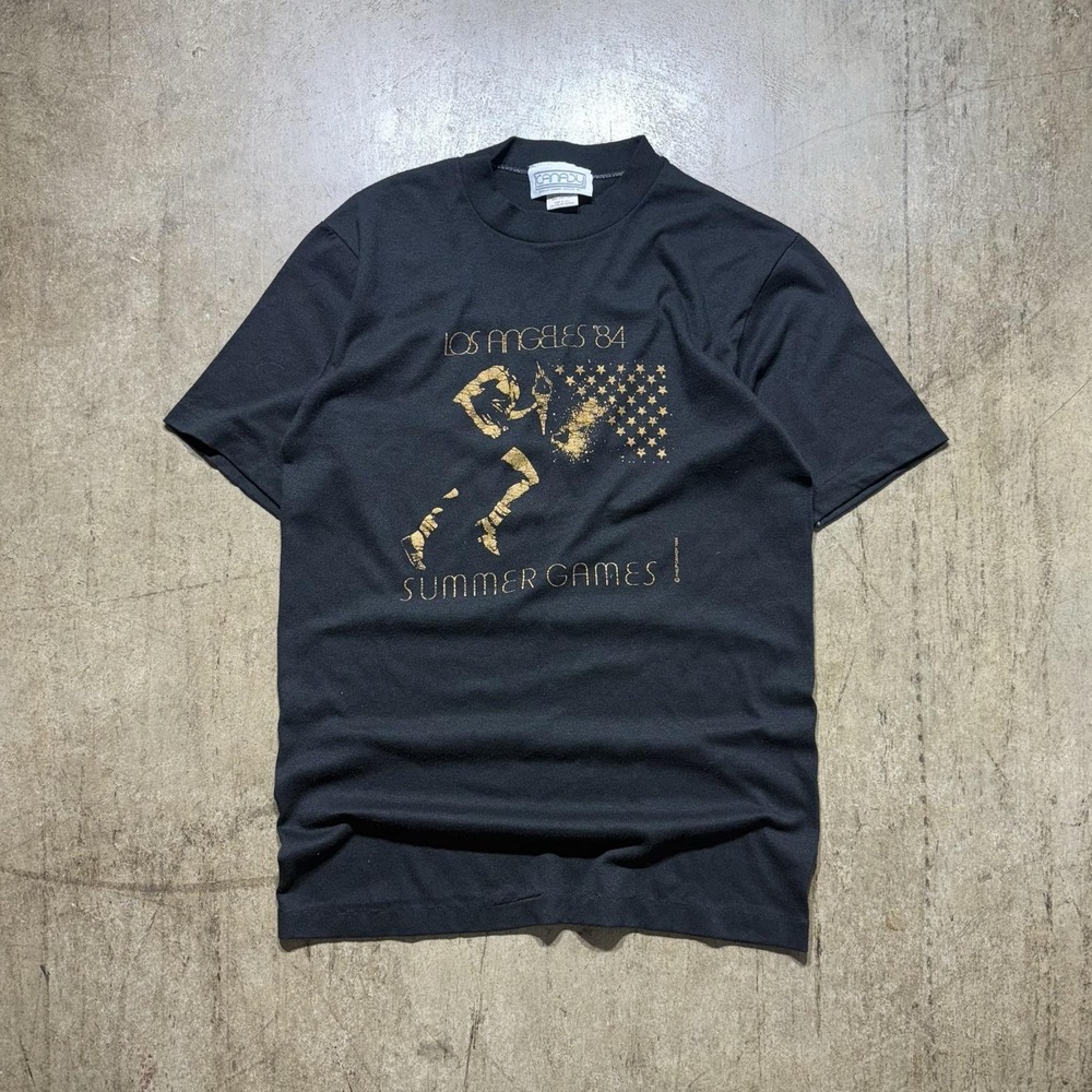 Vintage Los Angeles 84 Summer Games Shirt Mens Medium Black Canady 80s